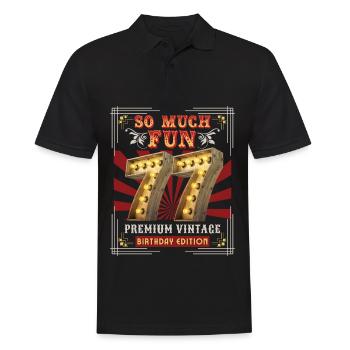77th birthday 77 years Vintage-Retro Fun-Birthday - Men's Polo Shirt - black - Front - Kai (181cm)