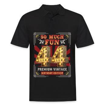 44th birthday 44 years Vintage-Retro Fun-Birthday - Men's Polo Shirt - black - Front - Kai (181cm)