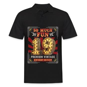 19th birthday 19 years Vintage-Retro Fun-Birthday - Men's Polo Shirt - black - Front - Kai (181cm)