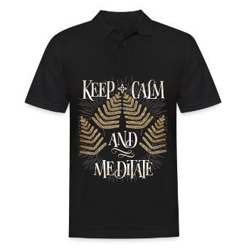 Méditation, méditation, calme, dicton drôle - Polo Homme - noir - Devant - Kai (181cm)