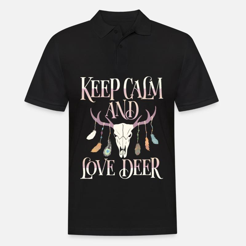 Hirschgeweih, Hirsche, Keep-Calm Spruch - Männer Poloshirt - Schwarz