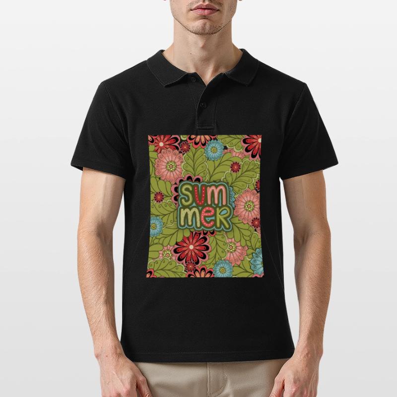 Summer, Pattern, Floral Pattern, Summer Pattern Men's Polo Shirt
