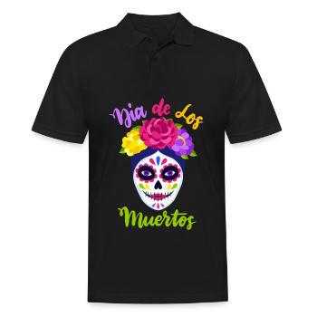 Dia-de-los-Muertos, La-Catrina, Crâne de sucre - Polo Homme - noir - Devant - Kai (181cm)