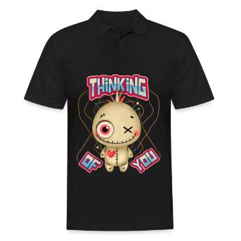 Voodoo-Puppe, lustiger Spruch Thinking-Of-You - Männer Poloshirt - Schwarz - Vorne - Kai (181cm)