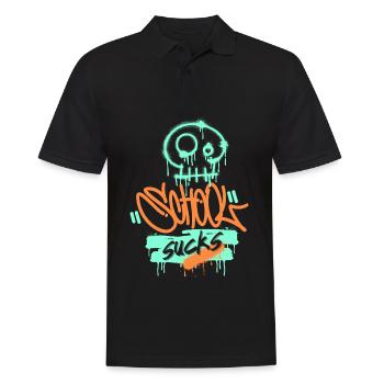 Schule, Schulfrust, lustiger Spruch Graffiti-Stil - Männer Poloshirt - Schwarz - Vorne - Kai (181cm)