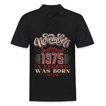 1975, birthday, November 1975, 11.1975, 11-1975 - Men's Polo Shirt - black - Front - Kai (181cm)