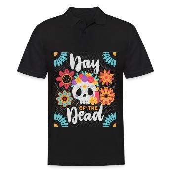 Day-of-the-Dead, Sugar-Skull - Men's Polo Shirt - black - Front - Kai (181cm)