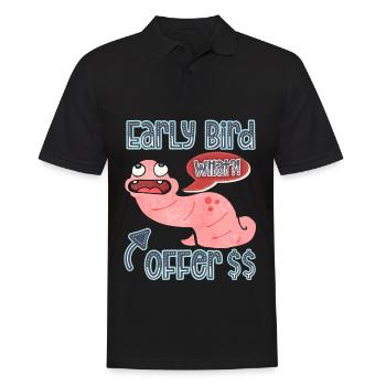 Worm, earthworm funny saying Early-Bird - Men's Polo Shirt - black - Front - Kai (181cm)