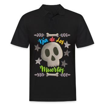 Dia-de-los-Muertos, Jour des Morts, Crâne de Sucre - Polo Homme - noir - Devant - Kai (181cm)