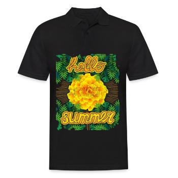 Hello-Summer, Tagetes, Tagetes-Marigold, Summer - Men's Polo Shirt - black - Front - Kai (181cm)