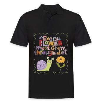 Motivation-Inspiration Slogan Escargot, Typographie - Polo Homme - noir - Devant - Kai (181cm)