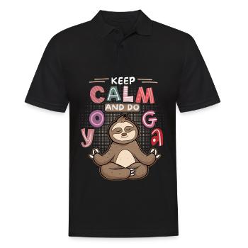 Yoga, Yoga-Faultier, Yoga-Sloth, Keep-Calm, Spruch - Männer Poloshirt - Schwarz - Vorne - Kai (181cm)
