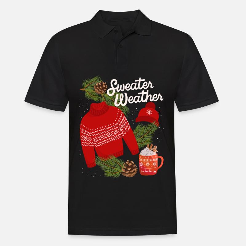 Sweater-Weather, lustiger Spruch, Winter, Pullover - Männer Poloshirt - Schwarz