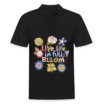 Fleurs kawaii, dicton kawaii, typographie disant - Polo Homme - noir - Devant - Kai (181cm)