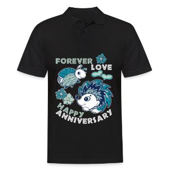 Hochzeitstag, Jubiläum, lustiger Spruch mit Igel - Männer Poloshirt - Schwarz - Vorne - Kai (181cm)