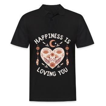 Saint-Valentin, Cœur d’art populaire, Amour Amour - Polo Homme - noir - Devant - Kai (181cm)