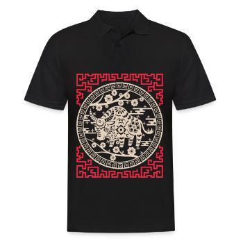 Chinesisches Horoskop China Jahr des Ochsen - Männer Poloshirt - Schwarz - Vorne - Kai (181cm)
