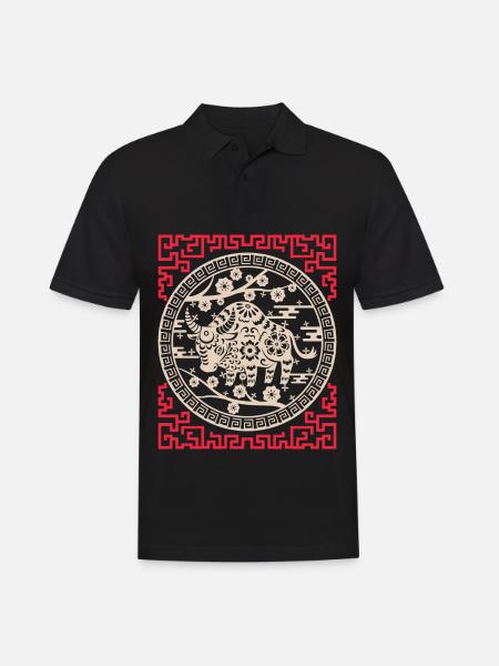 Chinesisches Horoskop China Jahr des Ochsen - Männer Poloshirt - Schwarz