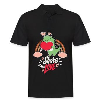 Lustiger Dinosaurier Liebe-Love Valentinstag - Männer Poloshirt - Schwarz - Vorne - Kai (181cm)