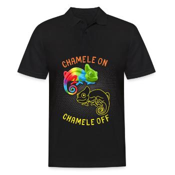 Chameleon funny saying, Pun Chamele On - Men's Polo Shirt - black - Front - Kai (181cm)