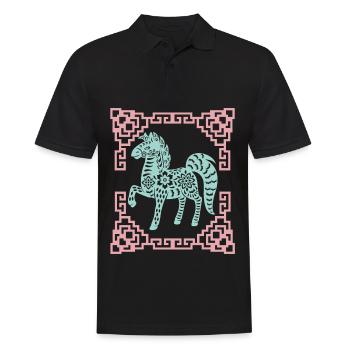 Jahr des Pferdes, Chinesisches Horoskop China - Männer Poloshirt - Schwarz - Vorne - Kai (181cm)
