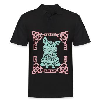 Année du Cochon, horoscope chinois Chine - Polo Homme - noir - Devant - Kai (181cm)
