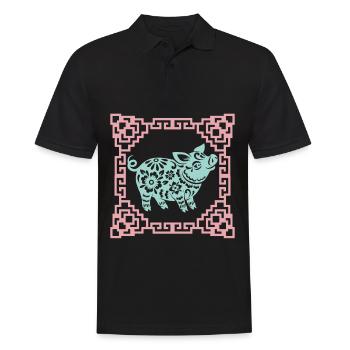 Année du Cochon, horoscope chinois Chine - Polo Homme - noir - Devant - Kai (181cm)