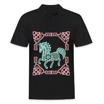 Jahr des Pferdes, Chinesisches Horoskop China - Männer Poloshirt - Schwarz - Vorne - Kai (181cm)