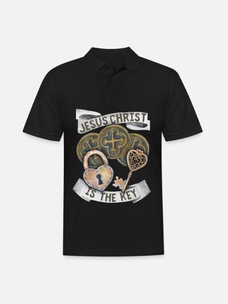 Croix du Christ, Jésus-Christ Clé de verrouillage - Polo Homme - noir