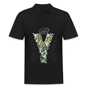 Monogramm Buchstabe Y mit Krone, florales Ornament - Männer Poloshirt - Schwarz - Vorne - Kai (181cm)