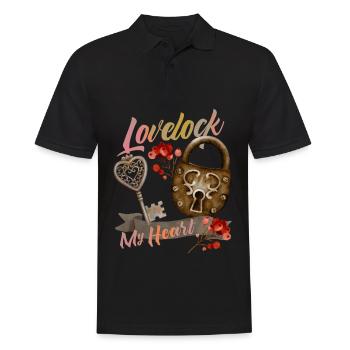 Valentinstag Vorhängeschloss Liebe-Spruch - Männer Poloshirt - Schwarz - Vorne - Kai (181cm)