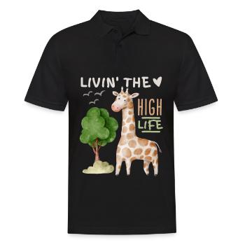 Girafe comique drôle disant Livin'-the-High-Life - Polo Homme - noir - Devant - Kai (181cm)