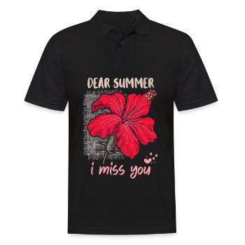 Summer Summer, funny saying with hibiscus flower - Men's Polo Shirt - black - Front - Kai (181cm)