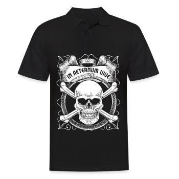 Crâne de motard avec serpent, dicton latin - Polo Homme - noir - Devant - Kai (181cm)