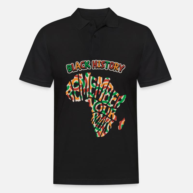 Afrika, Spruch Remember-Your-Roots, Black-History - Männer Poloshirt - Schwarz