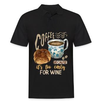 café, buveur de café buveur de vin drôle de dicton - Polo Homme - noir - Devant - Kai (181cm)