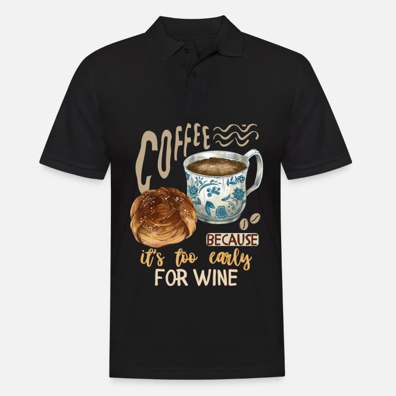Kaffee, Kaffeetrinker Weintrinker lustiger Spruch - Männer Poloshirt - Schwarz