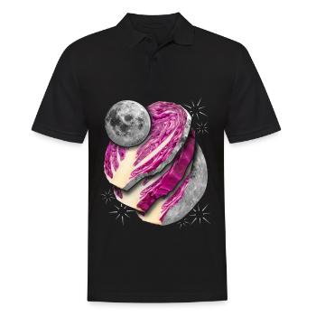 Surrealismus, Vollmond in Scheiben, Rotkohl - Männer Poloshirt - Schwarz - Vorne - Kai (181cm)