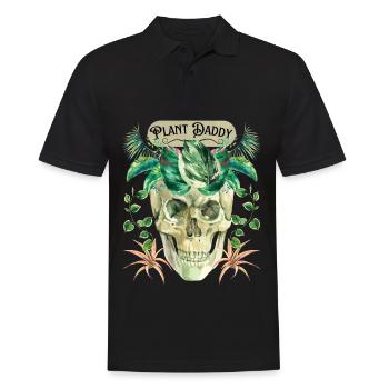 Lustiger Totenkopf, Plant-Daddy mit Grünpflanzen - Männer Poloshirt - Schwarz - Vorne - Kai (181cm)