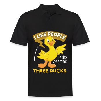 Comic Ente lustiger Spruch Cartoon-Ente - Männer Poloshirt - Schwarz - Vorne - Kai (181cm)