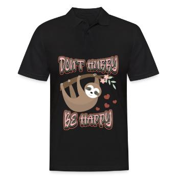 Sloth, Sloth, Saying, Don't-Hurry-Be-Happy - Men's Polo Shirt - black - Front - Kai (181cm)