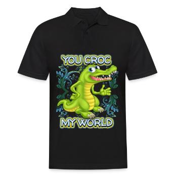 Crocodile Crocodile, disant, jeu de mots, Saint-Valentin - Polo Homme - noir - Devant - Kai (181cm)