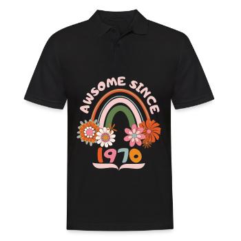 Anniversaire de style rétro, né 1970 vintage dicton - Polo Homme - noir - Devant - Kai (181cm)