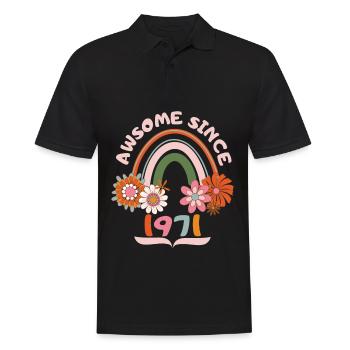 Anniversaire de style rétro, né en 1971 dicton vintage - Polo Homme - noir - Devant - Kai (181cm)