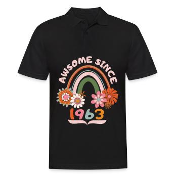 Anniversaire de style rétro, né en 1963 dicton vintage - Polo Homme - noir - Devant - Kai (181cm)