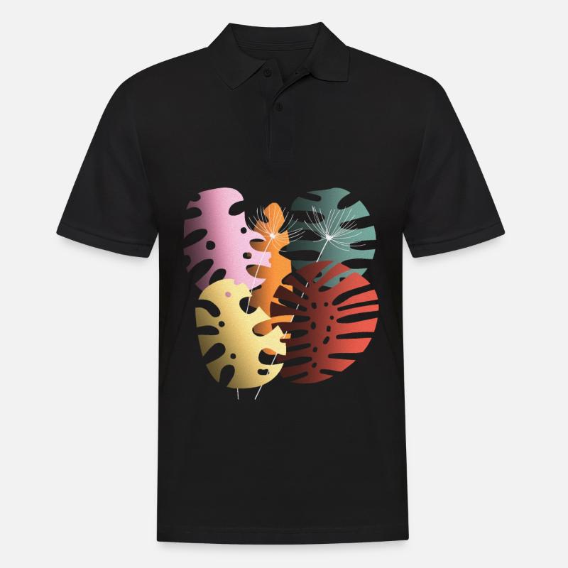 Monstera-Blätter Boho-Design Boho-Monstera - Männer Poloshirt - Schwarz