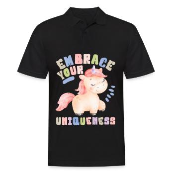 Kawaii Einhorn, Spruch, Einhorn-Unicorn Aquarell - Männer Poloshirt - Schwarz - Vorne - Kai (181cm)