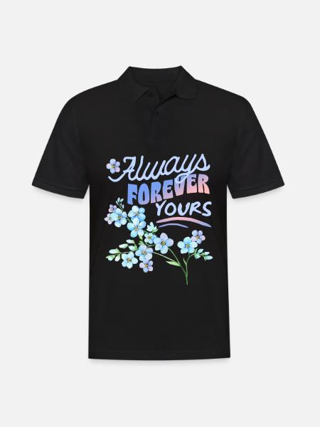 Forget-my-not, myosotis, Saint-Valentin - Polo Homme - noir
