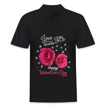 Valentine's Day, Love-Love Rose Pattern Rose Design - Men's Polo Shirt - black - Front - Kai (181cm)