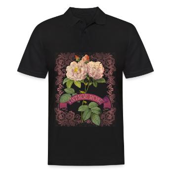 Roses millésimées, roses Redoute, illustration antique - Polo Homme - noir - Devant - Kai (181cm)